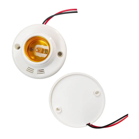 High Sensitivity E27 Sensor Light Socket With Sound And Light Control for easy installation, showing wiring and sensor details