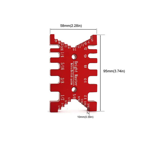 Heavy Duty Aluminum Dovetail Jig And Tenon Caliper Card Gauge For Woodworking Projects showing precise metric and imperial measurements.