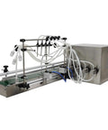 No Fuss High Performance Desktop Automatic Liquid Filling Machine With Pneumatic Conveyor And Four Head Magnetic Pump Adjustable 10 1000 ML Capacity, showing stainless steel design.