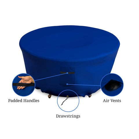 Tough As Nails All Weather Round Fire Pit Cover for 30 Inch Diameter Pits 12 Inch Tall Heavy Duty 18 Oz PVC Coated Polyester with drawstrings