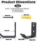 Diagram showing dimensions of Eight Pack Jack Stand Wall Mount Organizer, including screws and wall plugs for 2–6 ton jack stands.