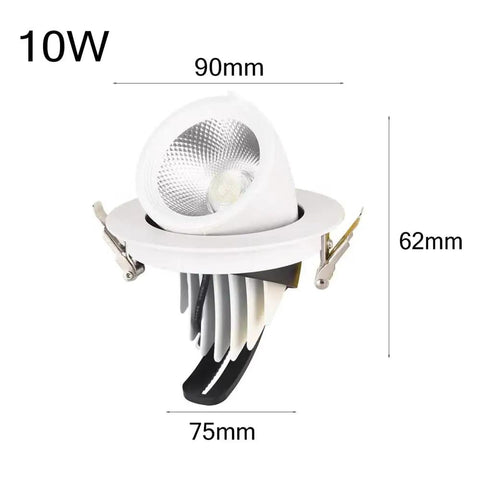 Slick Adjustable LED Recessed Downlights With Tilting Gimbals For Vaulted Ceilings 10W COB Warm White Spotlights 90mm size