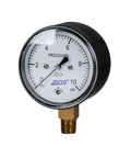 Low Pressure Capsule Gauge 0 to 10 PSI, Two And A Half Inch Dial, Quarter Inch NPT Bottom Mount, Zero Adjustment, side view