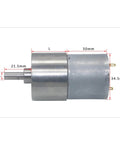 Built Tough All Metal Planetary Gear Motor With 37mm Gearbox 12V 24V DC Reduction Drive D Type Reducer 76 RPM side view with dimensions