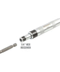 Mini Impact Driver Set With One Quarter Inch Drive For Tight Spaces, shown with 1/4 inch hex receiver and bit