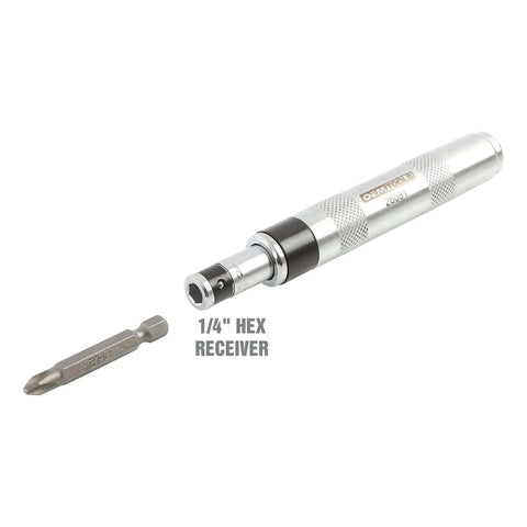 Mini Impact Driver Set With One Quarter Inch Drive For Tight Spaces, shown with 1/4 inch hex receiver and bit