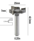 Beefy Carbide Tipped CNC Spoilboard Surfacing Router Bit with One Quarter Inch Shank for Fly Cutter Slab Flattening Leveler