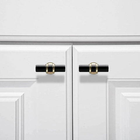 10 Pack Black And Gold Cabinet Pulls T Bar Knobs For Kitchen And Bathroom Cupboards No Fuss Single Hole Handles For Dresser Drawers