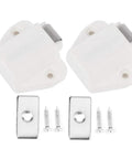 Sturdy 8-Pack Magnetic Cabinet Latches Keep Cupboard Doors Snug Strong Hold For Kitchen Bathroom Hallway And Outdoor Furniture Easy Install - White latches with metal components.