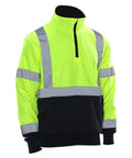 High Visibility 2 Tone Safety Sweatshirt With ANSI Class 3 Compliance Quarter Zip Lime And Navy XL Reflective Tape For Roadway Crew