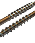 Two #8 x 2 inch Type 316 marine-grade stainless steel deck screws with square drive