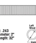 Diagram of Garage Door Torsion Spring 0.243 Inch Wire Size, 2 Inch Inside Diameter, 32 Inch Length, Left Hand Wind, Yellow Painted End