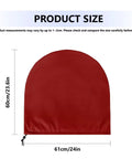 Heavy Duty Claret Red Fan Cover Built Like A Tank For 24 Inch Round Pedestal Floor And Wall Mount Industrial Fans With Hella Sturdy Oxford Fabric Keeps Dust And Moisture Out No Sweat Ever, showing dimensions 24x23.6 inches.