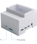 Side view of Raspberry Pi 4 DIN Rail Case With Built In Fan Modular Box For Electrical Panels Heat Sinks Included For Pi 4 Model B