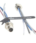 M12 L Code 5 Pin Panel Mount Receptacle Cable IP67 Waterproof Connector with preassembled wires, rugged design for industrial use