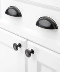 Oil Rubbed Bronze Round Cabinet Knobs One And A Quarter Inch Ten Pack Solid Metal Drawer Pulls on white cabinet doors