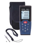 Dead On Laser Distance Meter Measures Up To 328 Feet For Quick Floor Plans Crafted For One Handed Use with display and case.