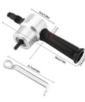Electric Double Head Metal Sheet Nibbler Cutter For Aluminum, Stainless Steel, Copper And Iron shown with handle and wrench