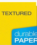 Textured front of Two Pocket Folders With Fasteners Yellow Letter Size 25 Per Box 135 Sheet Capacity Built In Two Prong Fasteners