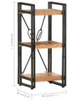 3 Tier Industrial Bookcase With Solid Acacia Wood And Black Steel Frame For Small Spaces, measuring 31.5 inches high