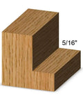 Wood sample with 5/16 inch rabbet joint, demonstrating Pro Grade Multi Rabbet Router Bit Set With Carbide Tips, 1-3/8 Inch Diameter.