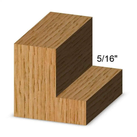 Wood sample with 5/16 inch rabbet joint, demonstrating Pro Grade Multi Rabbet Router Bit Set With Carbide Tips, 1-3/8 Inch Diameter.