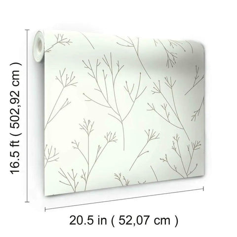 Brown And White Twigs Peel And Stick Wallpaper Roll For Easy Wall Makeover, Nature Inspired Pattern, 20.5 Inches Wide By 16.5 Feet Long, Removable And Repositionable With No Water Or Paste, Leaves No Sticky Residue, Renter Friendly Decor product image showing dimensions.