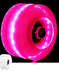 Light Up Roller Skate Wheels 8 Pack With 78A Hardness And LED Illumination Premium ABEC 9 Bearings for high performance.