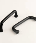 Five Pack Matte Black Modern Cabinet Pulls 3.75 Inch Hole Center 96mm Dresser Drawer Cupboard Handles, smooth anodized aluminum finish.