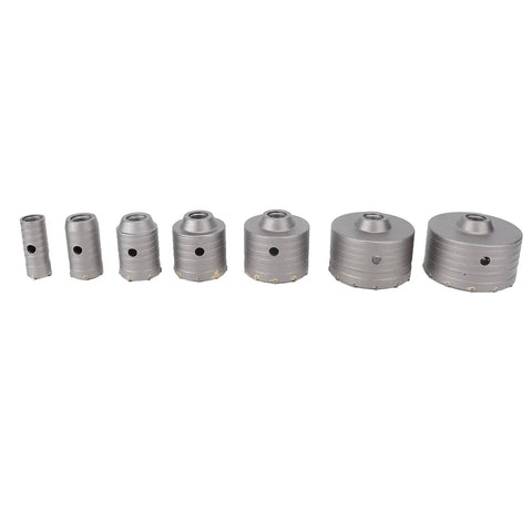 Heavy Duty Concrete Hole Saw Kit With Tungsten Steel 7 Piece Drill Set For HVAC Pros, Fast Chip Removal Design, Built To Last And Cut Like A Champ. 7-piece tungsten steel hole saws