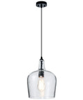 Modern Glass Pendant Light In Black One Light Dome Fixture For Kitchen Island And Dining Hallway Large 10 Inch Shade With Adjustable Cord E26 Base UL Listed For A Sleek Contemporary Vibe