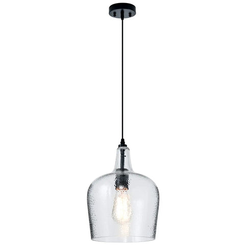 Modern Glass Pendant Light In Black One Light Dome Fixture For Kitchen Island And Dining Hallway Large 10 Inch Shade With Adjustable Cord E26 Base UL Listed For A Sleek Contemporary Vibe