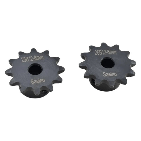 Two Pack No 25 Roller Chain Sprockets Type B 6mm Bore 12 Tooth Hardened 1045 Steel Rust Resistant Drive Sprockets For No 25 Chain