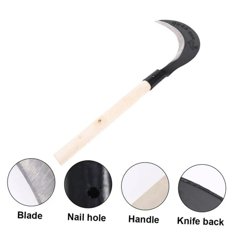 Long Handle Manganese Steel Hand Scythe For Weeding And Uprooting In The Garden Durable Sharp Comfortable Weed Knife with detailed view