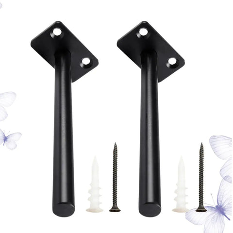 Two Pack Dope Heavy Duty Black Hidden Shelf Brackets For Wall Mounted Floating Shelves Made Of Stainless Steel, screws visible