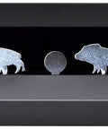 Portable Full Metal Quad Hog Target Set for Pellet and BB Guns with center ring, four hog targets, mountable or free-standing, practice gear.