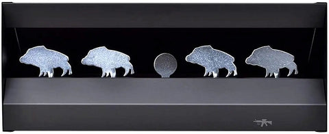 Portable Full Metal Quad Hog Target Set for Pellet and BB Guns with center ring, four hog targets, mountable or free-standing, practice gear.