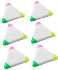 Top Tier Pack of Six Dope Triangular Highlighters Smooth Writing Plastic Markers Zero Leak Ink Big Vibe Design in assorted colors.