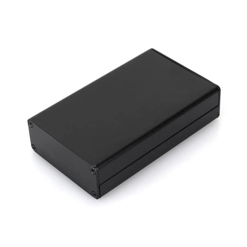 Heavy Duty 80x50x20mm Aluminum Electrical Project Case With Lightweight Metal Cover Perfect For DIY Electronics Build And Custom Circuit Storage, black enclosure view.