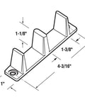 Diagram of Plastic Sliding Closet Door Bottom Guide For One And Three Eighths Inch Thick Bypass Doors, showing dimensions and fins.