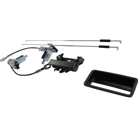 Steel Tailgate Latch Kit For GMC K1500 K2500 C2500 C3500 1988-1998 with cable links and handles for precise replacements.