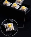Eighty Seven Key Wired Mechanical Keyboard With RGB Led Backlight And Smooth Tactile Switches showing yellow switches close-up