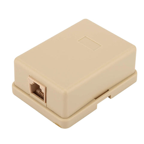 No Fuss Surface Mount Phone Jack Single Port With Four Internal Screw Terminals RJ11 6P4C Female Wall Plate Ivory Two Pack.