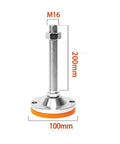 Tough As Nails Heavy Duty Leveling Screw Legs Adjustable Anti Vibration Machine Feet Carbon Steel Base Industrial Grade For Furniture Equipment 9 Pack M12 M14 M16 with orange rubber base and M16 bolt.