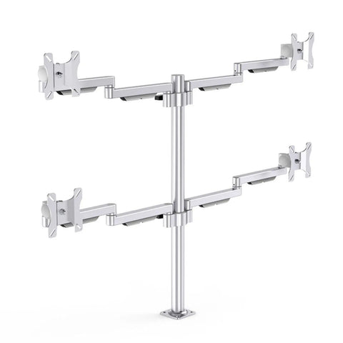 Slick Dual Monitor Mount Aluminum Computer Stand Desk Arm Bracket For Lcd Screens with adjustable arms and sturdy base.