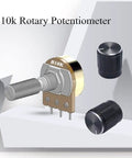 20 Pack 10K Potentiometer Kit With Rotary And Linear Types, 3 Terminals, 20Mm Shaft, Nuts, Washers, Aluminum Alloy Knobs, Carbon Film Metal Construction, Pro Grade For DIY Electronics Projects product image
