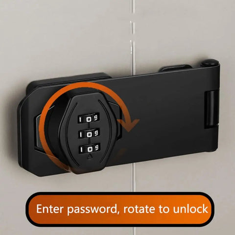 Rugged Three Digit Cabinet Lock With Mechanical Dial Cam shown installed on a cabinet with rotating dial for combination entry.