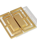 Gold Brushed Copper Finish Cabinet Handles Set Of Six 100mm Long 32mm Wide with Auspicious Chinese Patterns for Kitchen Drawers