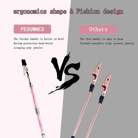 Diamond Bracelet Clasp Helper Tool for Jewelry Easy Fastening with Rhinestone Handle vs Other Design Comparison
