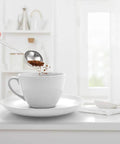 Person using 5 Piece Measuring Spoons Set With 1/8 Tsp 1/4 Tsp 1/2 Tsp 1 Tsp And 1 Tbsp Stainless Steel Food Grade for coffee